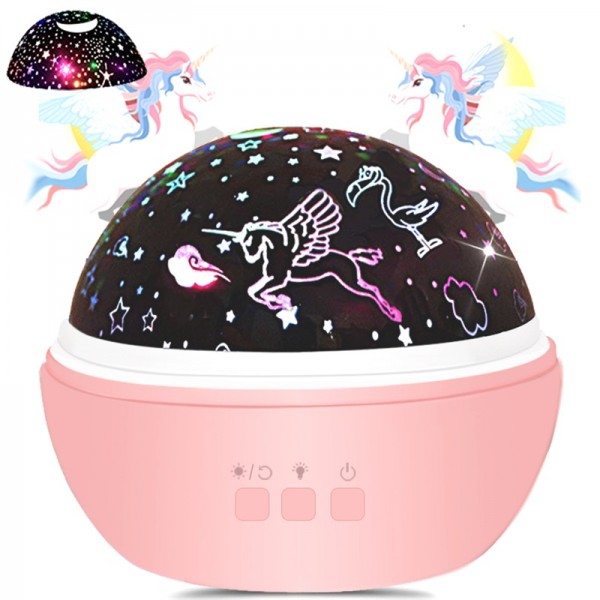 Unicorn Gifts for Girls Star Night Light Projector Toys for Kids Toddlers, GILR Gifts for 1 2 3 4 Years Old, Baby Nursery Night Lamp 8 Colors Rotating Lights, Pink. 